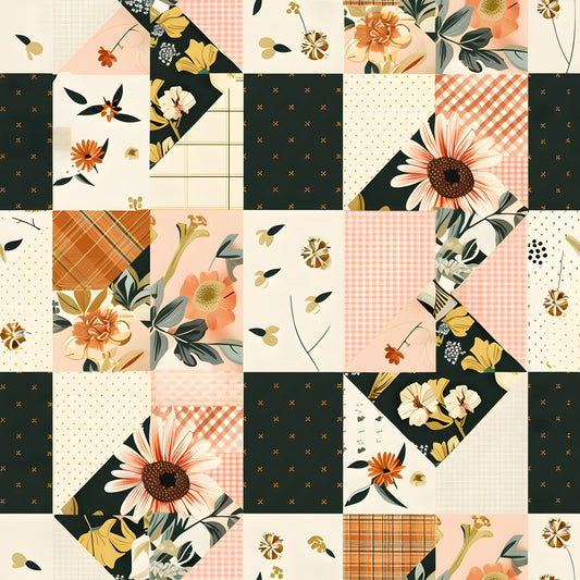 Pastel Farmhouse Patchwork Pattern 1 Quilting Cotton Fabric