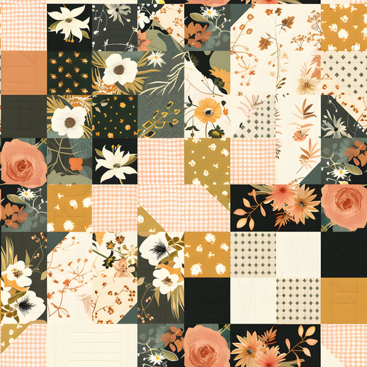 Pastel Farmhouse Patchwork Pattern 11 Quilting Cotton Fabric