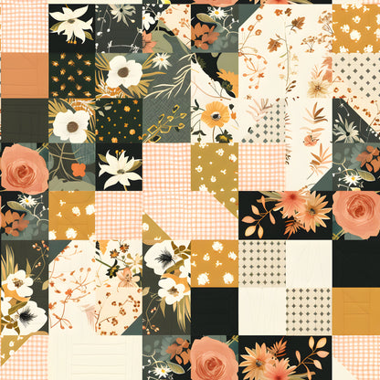 Pastel Farmhouse Patchwork Pattern 11 Quilting Cotton Fabric