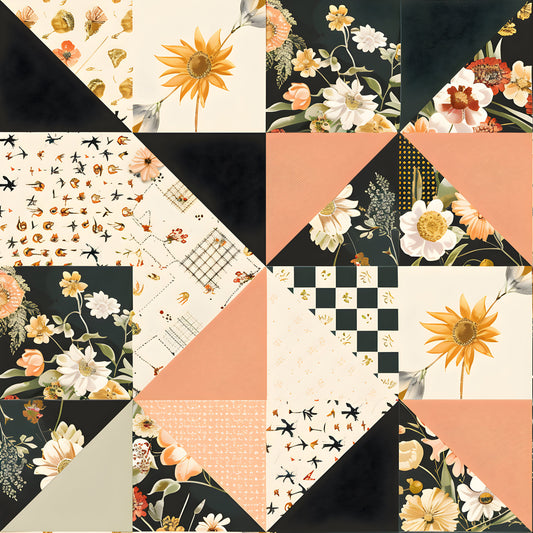 Pastel Farmhouse Patchwork Pattern 12 Quilting Cotton Fabric