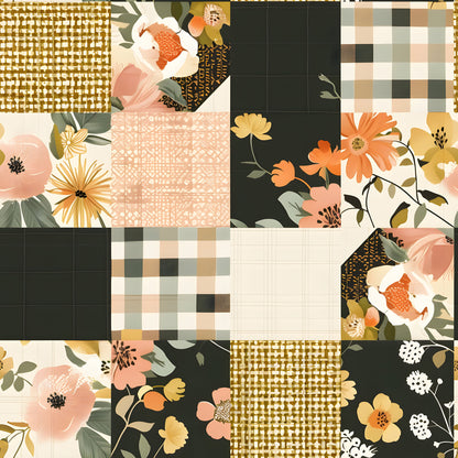 Pastel Farmhouse Patchwork Pattern 13 Quilting Cotton Fabric