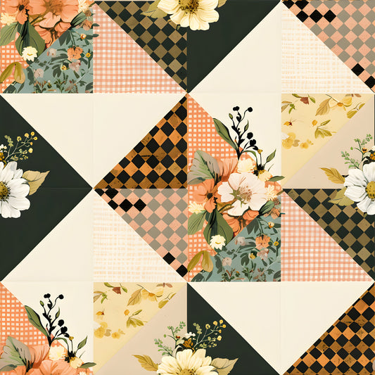 Pastel Farmhouse Patchwork Pattern 15 Quilting Cotton Fabric