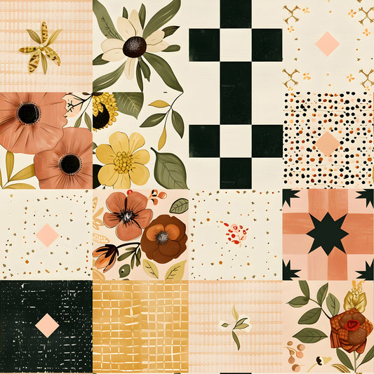 Pastel Farmhouse Patchwork Pattern 16 Quilting Cotton Fabric
