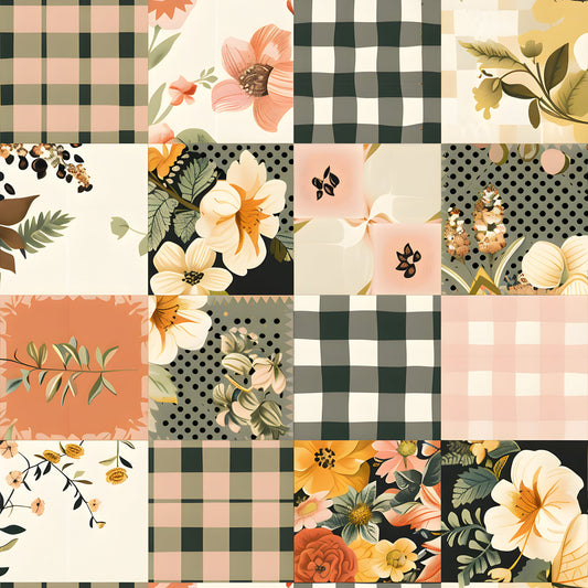 Pastel Farmhouse Patchwork Pattern 17 Quilting Cotton Fabric