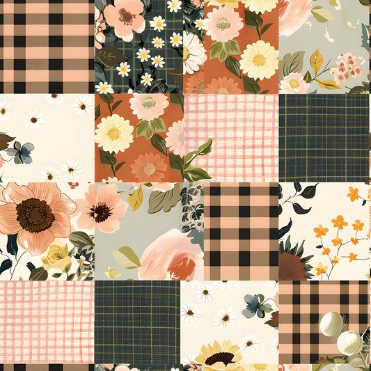 Pastel Farmhouse Patchwork Pattern 18 Quilting Cotton Fabric