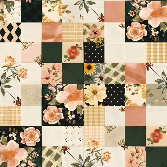 Pastel Farmhouse Patchwork Pattern 19 Quilting Cotton Fabric