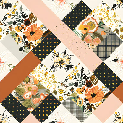 Pastel Farmhouse Patchwork Pattern 2 Quilting Cotton Fabric