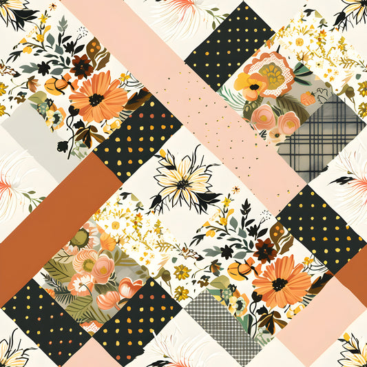 Pastel Farmhouse Patchwork Pattern 2 Quilting Cotton Fabric