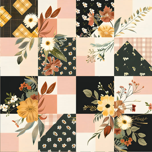 Pastel Farmhouse Patchwork Pattern 3 Quilting Cotton Fabric