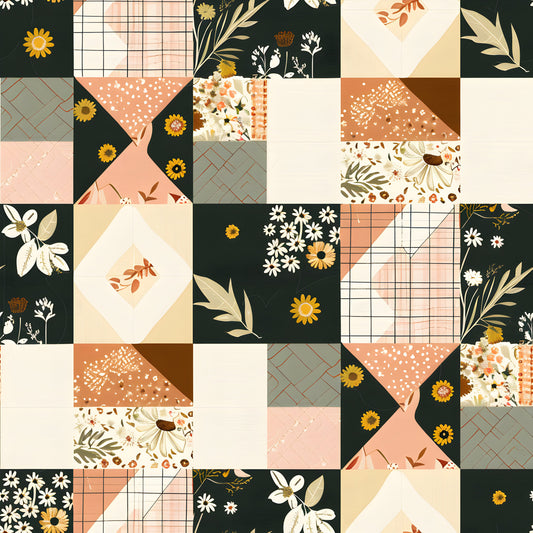 Pastel Farmhouse Patchwork Pattern 4 Quilting Cotton Fabric