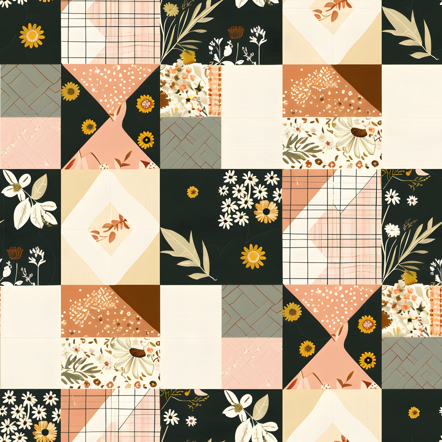 Pastel Farmhouse Patchwork Pattern 4 Quilting Cotton Fabric