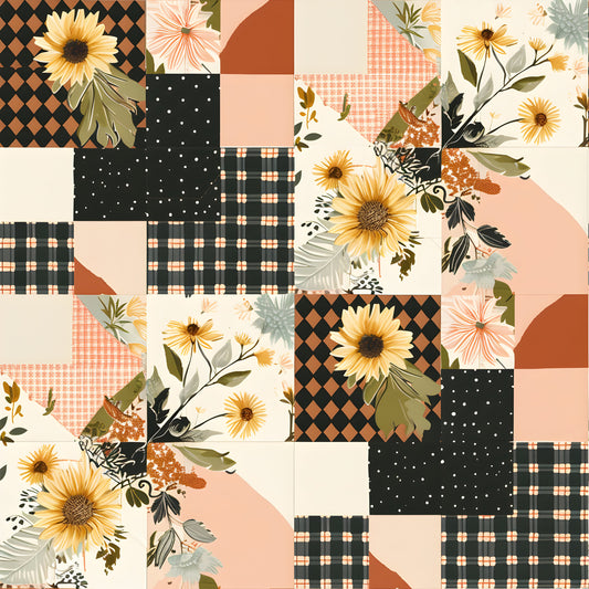 Pastel Farmhouse Patchwork Pattern 8 Quilting Cotton Fabric