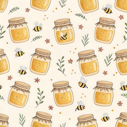 Pastel Floral Bumblebee Pattern 15 Quilting Cotton Fabric
