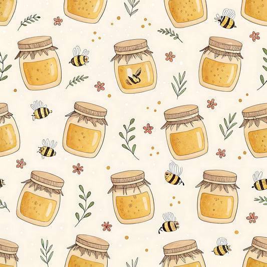 Pastel Floral Bumblebee Pattern 15 Quilting Cotton Fabric