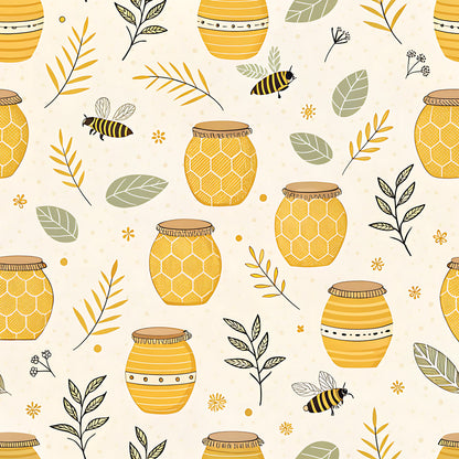 Pastel Floral Bumblebee Pattern 19 Quilting Cotton Fabric