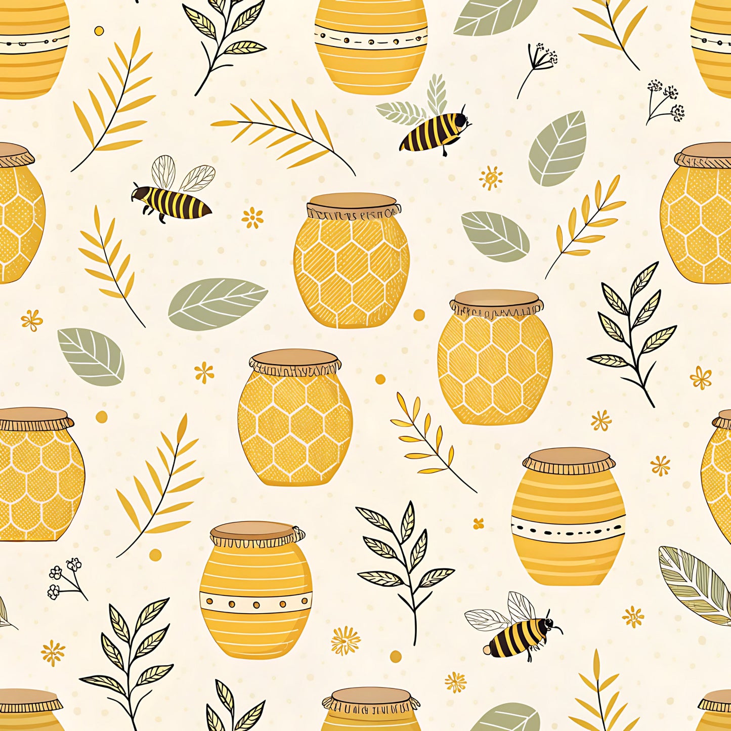 Pastel Floral Bumblebee Pattern 19 Quilting Cotton Fabric