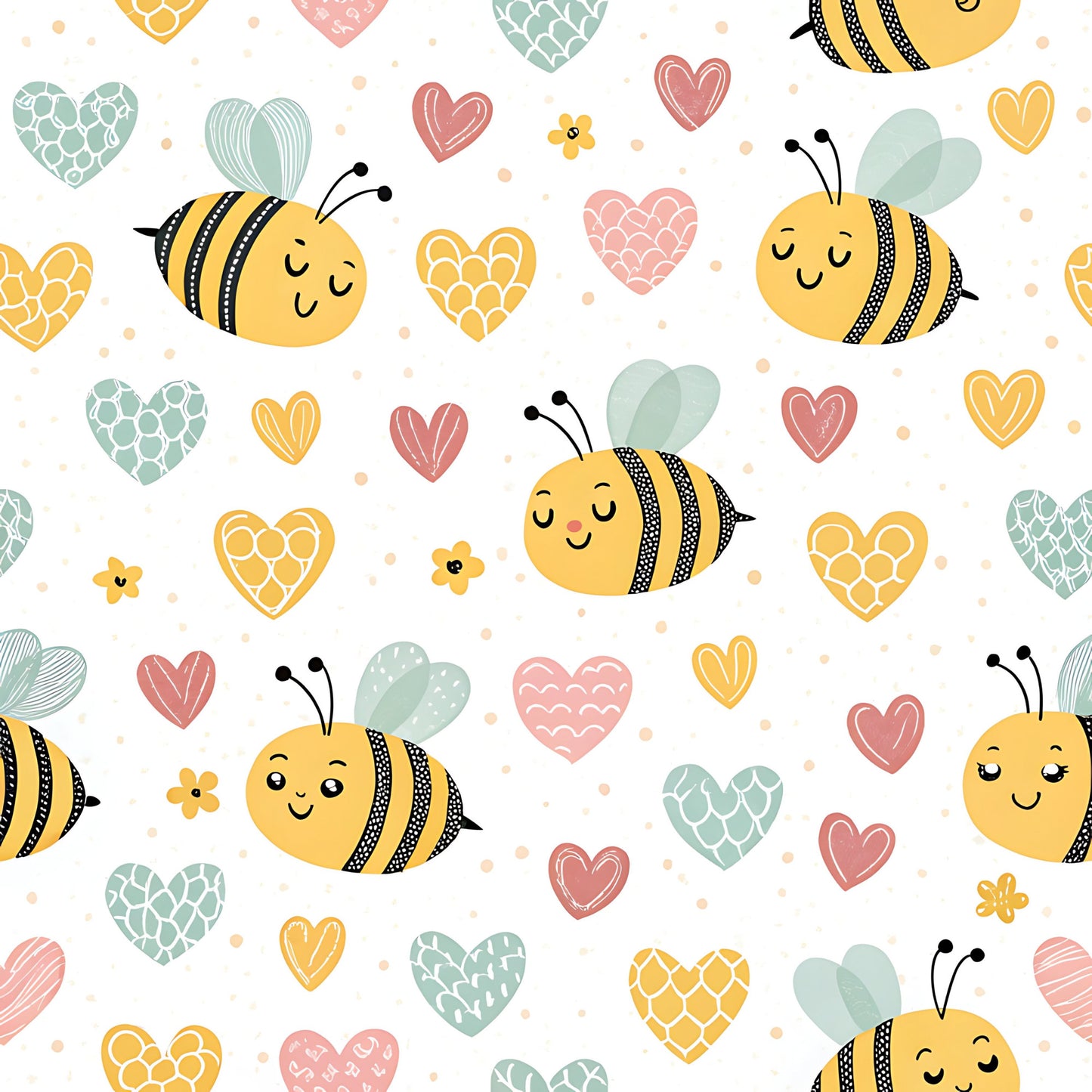 Pastel Floral Bumblebee Pattern 2 Quilting Cotton Fabric