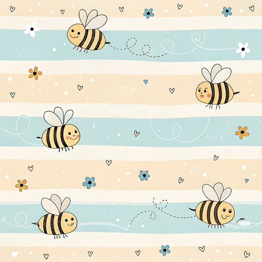 Pastel Floral Bumblebee Pattern 6 Quilting Cotton Fabric