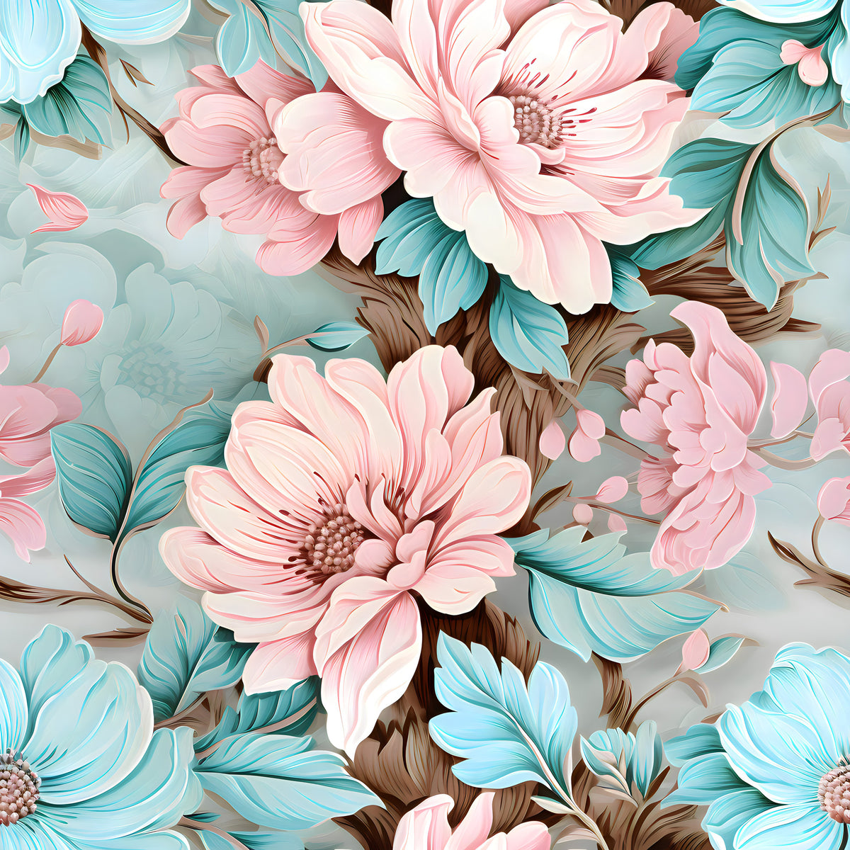 Pastel Floral Wood Pattern 10 Quilting Cotton Fabric