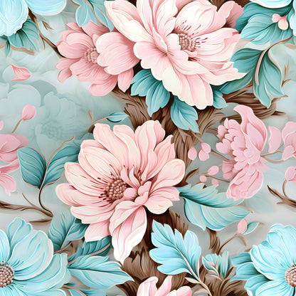 Pastel Floral Wood Pattern 10 Quilting Cotton Fabric