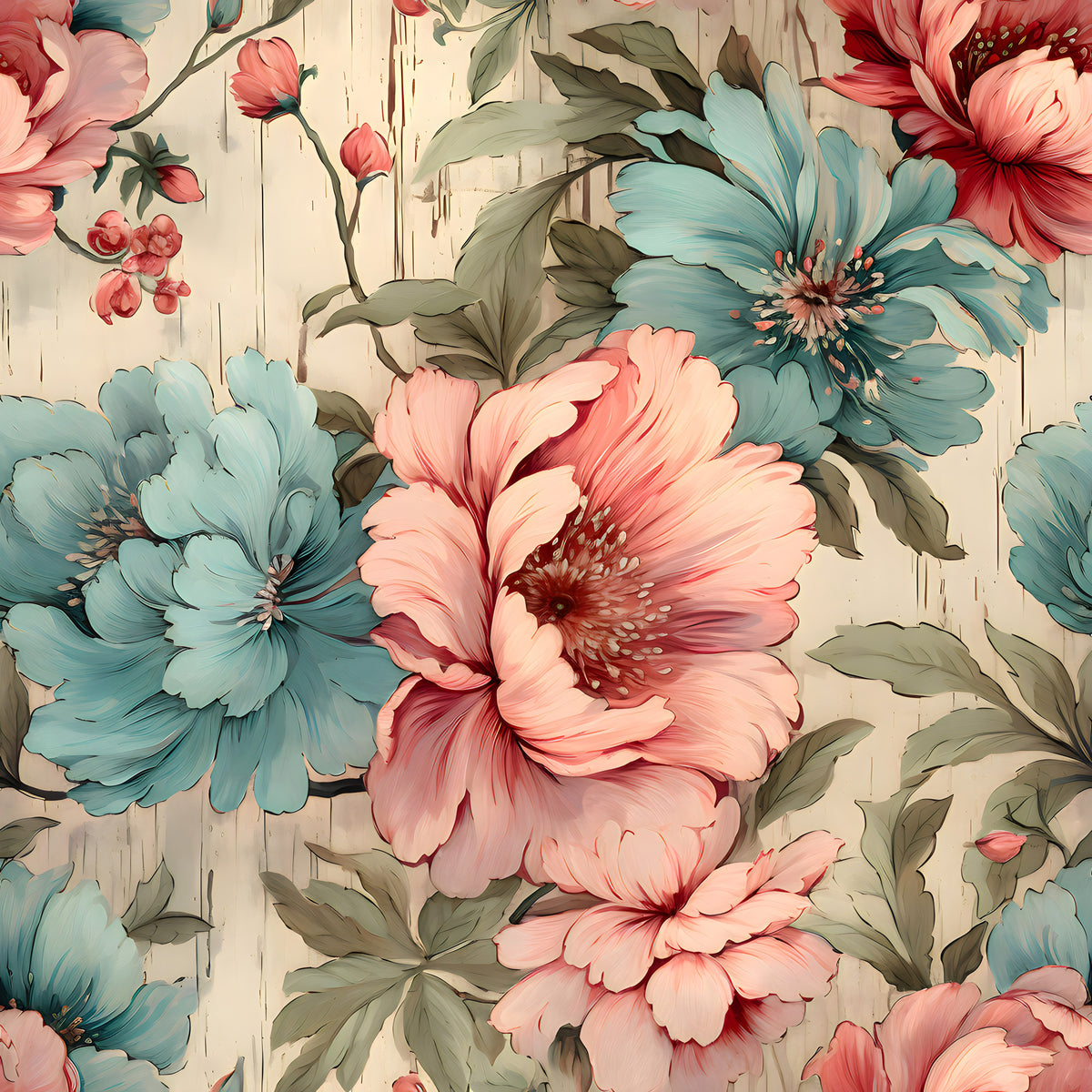Pastel Floral Wood Pattern 11 Quilting Cotton Fabric