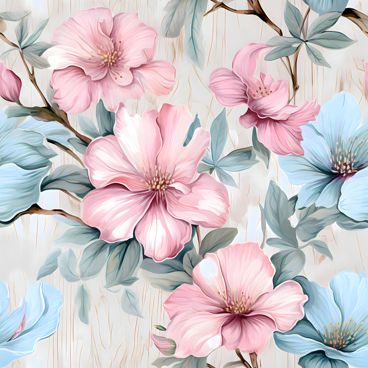 Pastel Floral Wood Pattern 12 Quilting Cotton Fabric