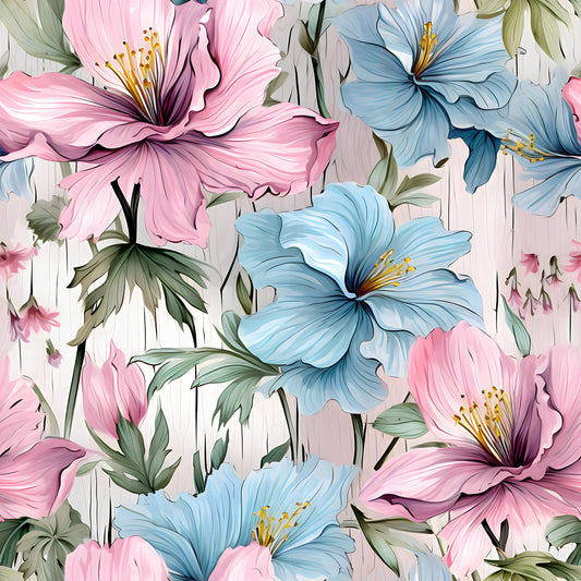 Pastel Floral Wood Pattern 2 Quilting Cotton Fabric