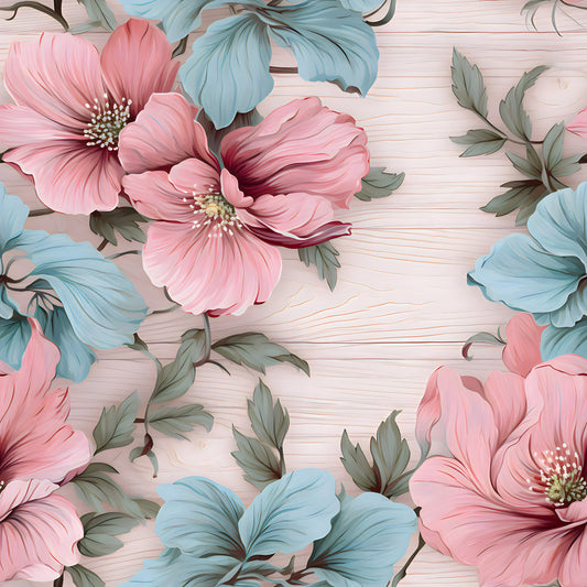 Pastel Floral Wood Pattern 6 Quilting Cotton Fabric