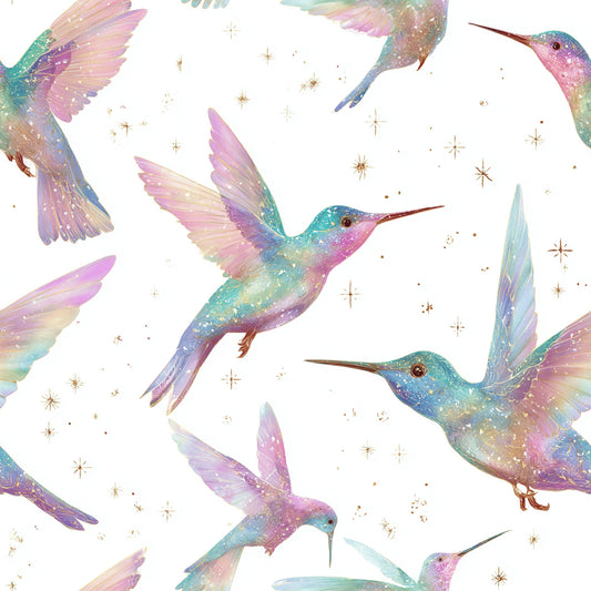 Pastel Hummingbirds Pattern 1 Quilting Cotton Fabric