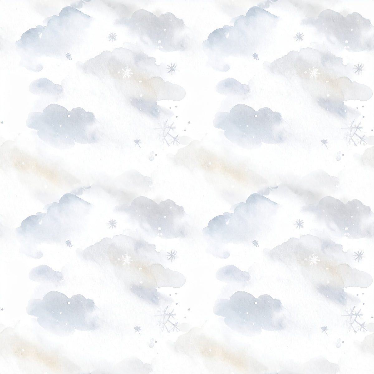 Pastel Snowflake Watercolor Winter Pattern 15 Quilting Cotton Fabric