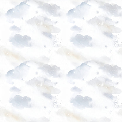 Pastel Snowflake Watercolor Winter Pattern 15 Quilting Cotton Fabric