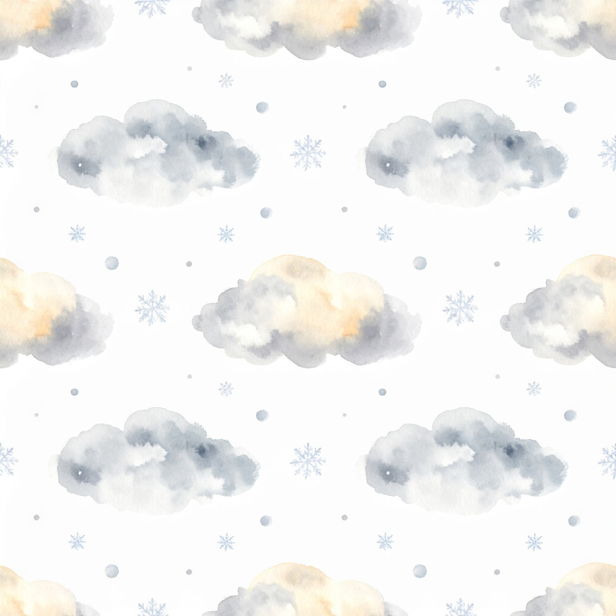Pastel Snowflake Watercolor Winter Pattern 16 Quilting Cotton Fabric
