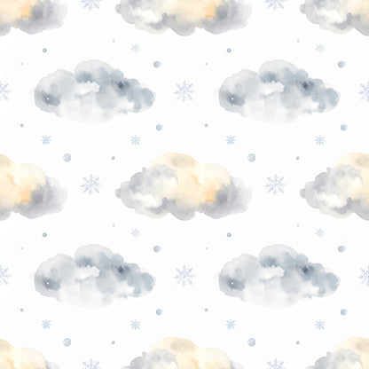 Pastel Snowflake Watercolor Winter Pattern 16 Quilting Cotton Fabric