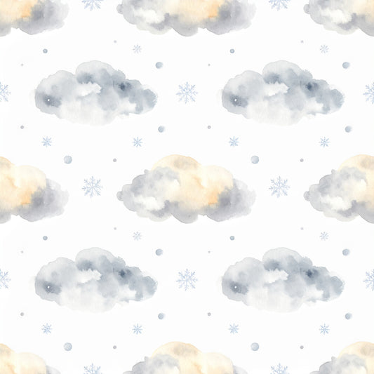 Pastel Snowflake Watercolor Winter Pattern 16 Quilting Cotton Fabric