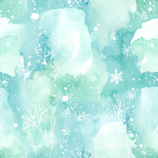 Pastel Snowflake Watercolor Winter Pattern 20 Quilting Cotton Fabric