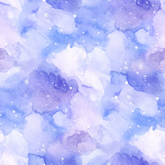 Pastel Snowflake Watercolor Winter Pattern 3 Quilting Cotton Fabric
