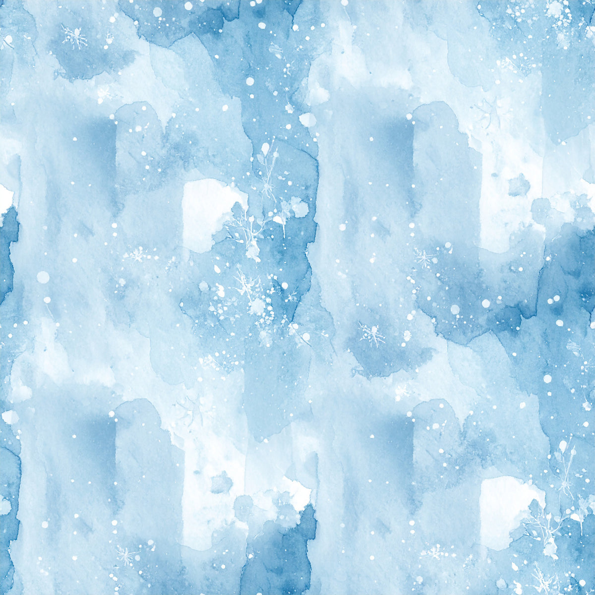 Pastel Snowflake Watercolor Winter Pattern 30 Quilting Cotton Fabric