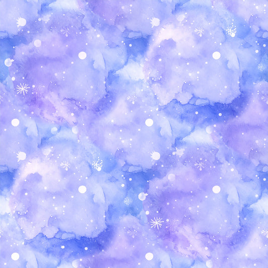 Pastel Snowflake Watercolor Winter Pattern 4 Quilting Cotton Fabric