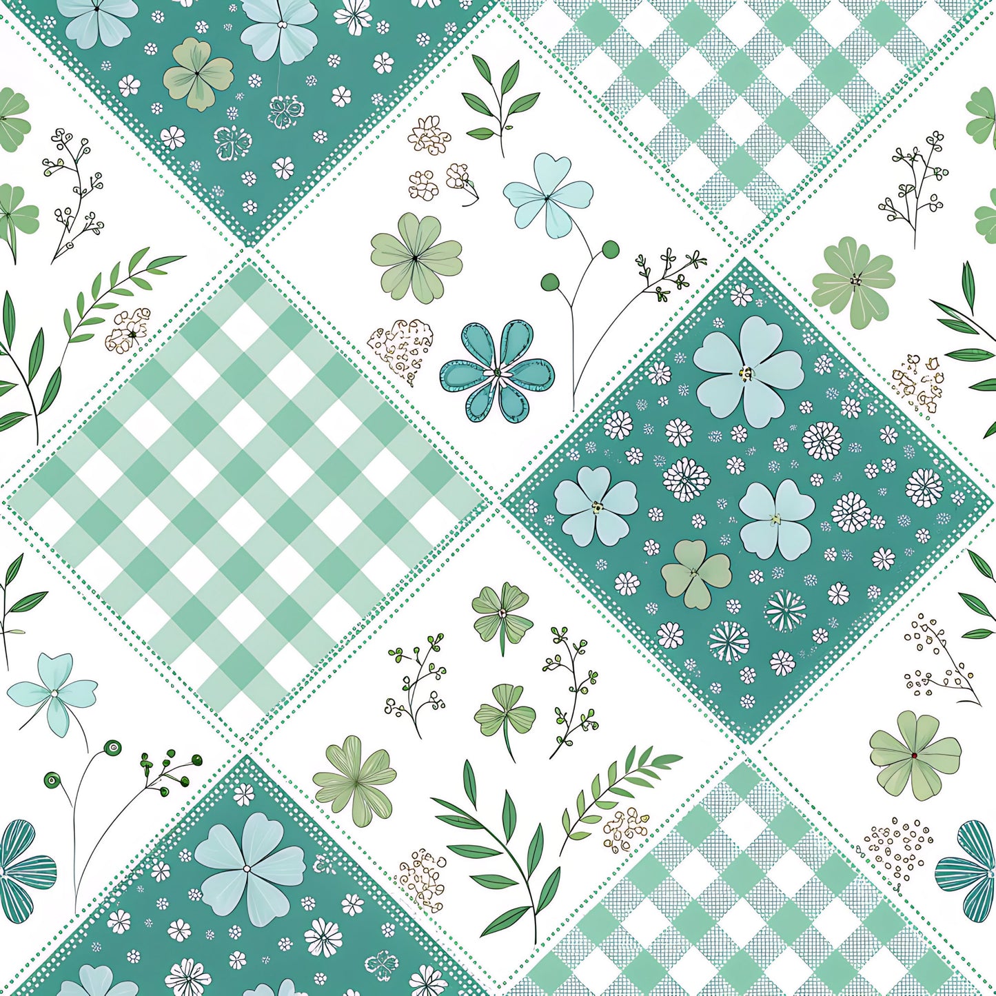 Pastel Spring Floral Patchwork Pattern 10 Quilting Cotton Fabric
