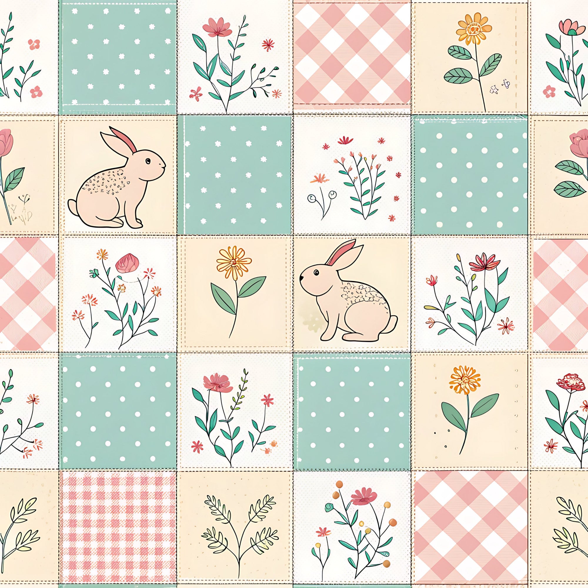 Pastel Spring Floral Patchwork Pattern 16 Quilting Cotton Fabric ...