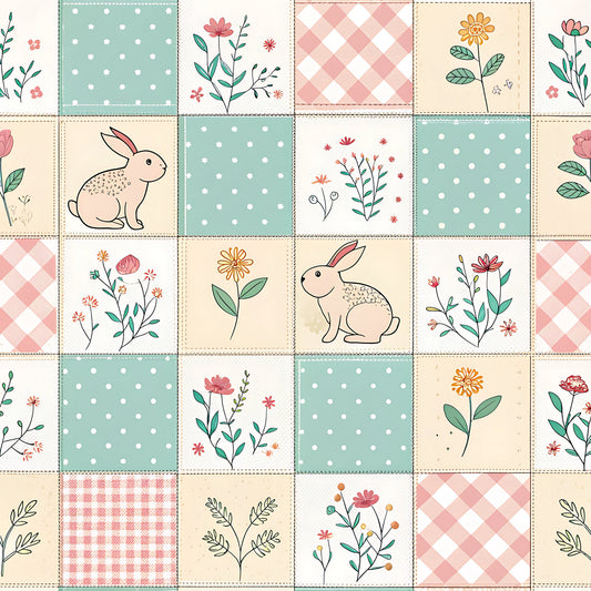Pastel Spring Floral Patchwork Pattern 16 Quilting Cotton Fabric