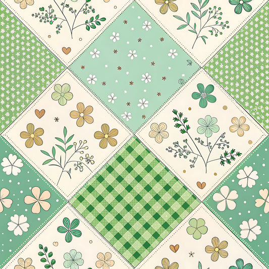 Pastel Spring Floral Patchwork Pattern 17 Quilting Cotton Fabric