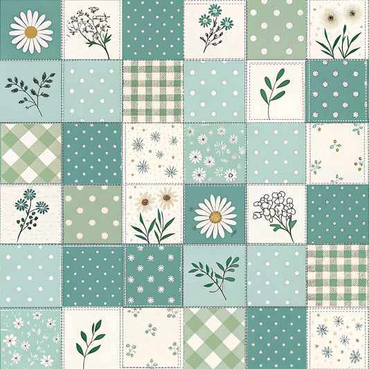 Pastel Spring Floral Patchwork Pattern 19 Quilting Cotton Fabric