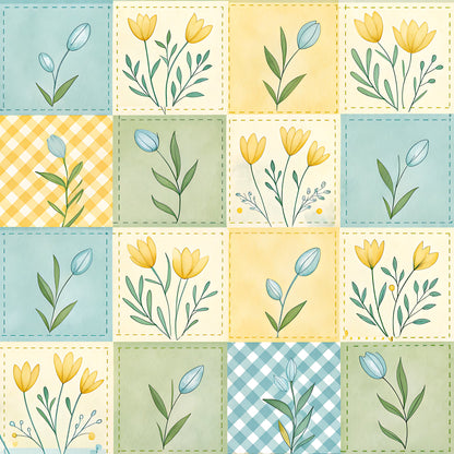 Pastel Spring Floral Patchwork Pattern 3 Quilting Cotton Fabric