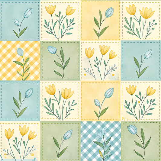 Pastel Spring Floral Patchwork Pattern 3 Quilting Cotton Fabric