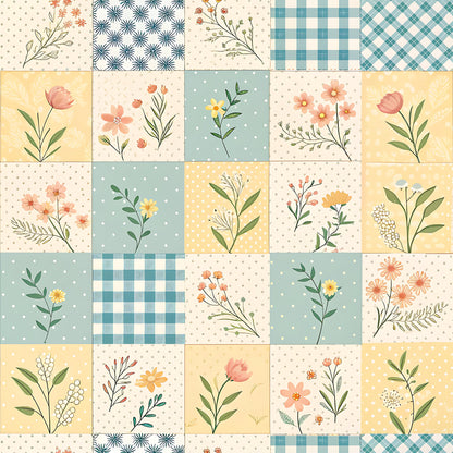 Pastel Spring Floral Patchwork Pattern 5 Quilting Cotton Fabric