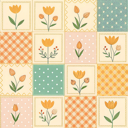 Pastel Spring Floral Patchwork Pattern 7 Quilting Cotton Fabric
