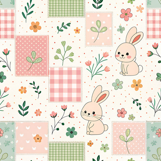 Pastel Spring Floral Patchwork Pattern 8 Quilting Cotton Fabric