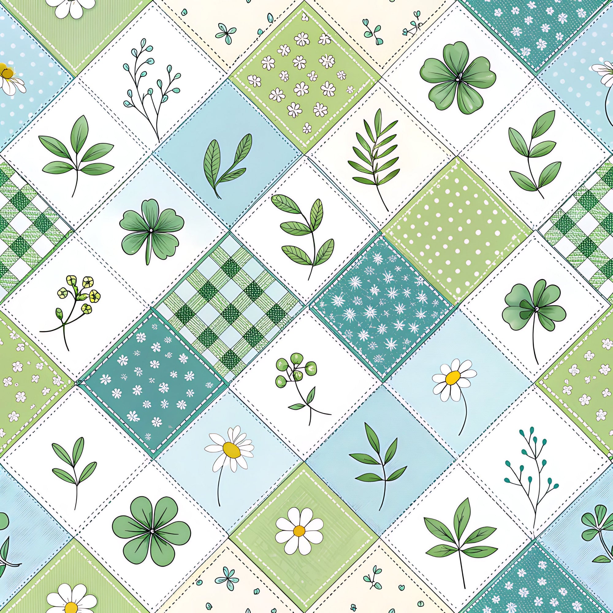 Pastel Spring Floral Patchwork Pattern 9 Quilting Cotton Fabric ...