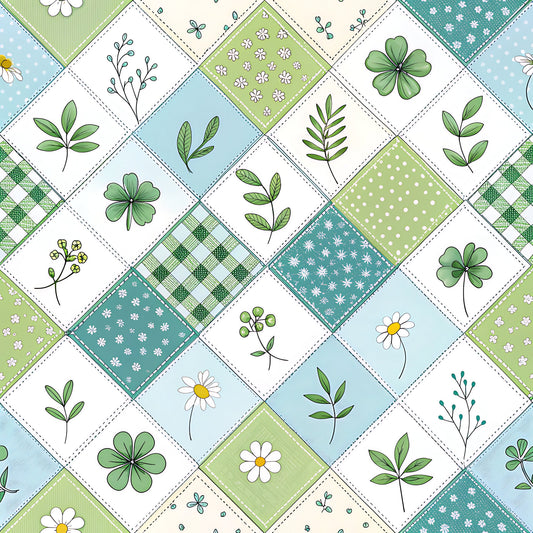 Pastel Spring Floral Patchwork Pattern 9 Quilting Cotton Fabric